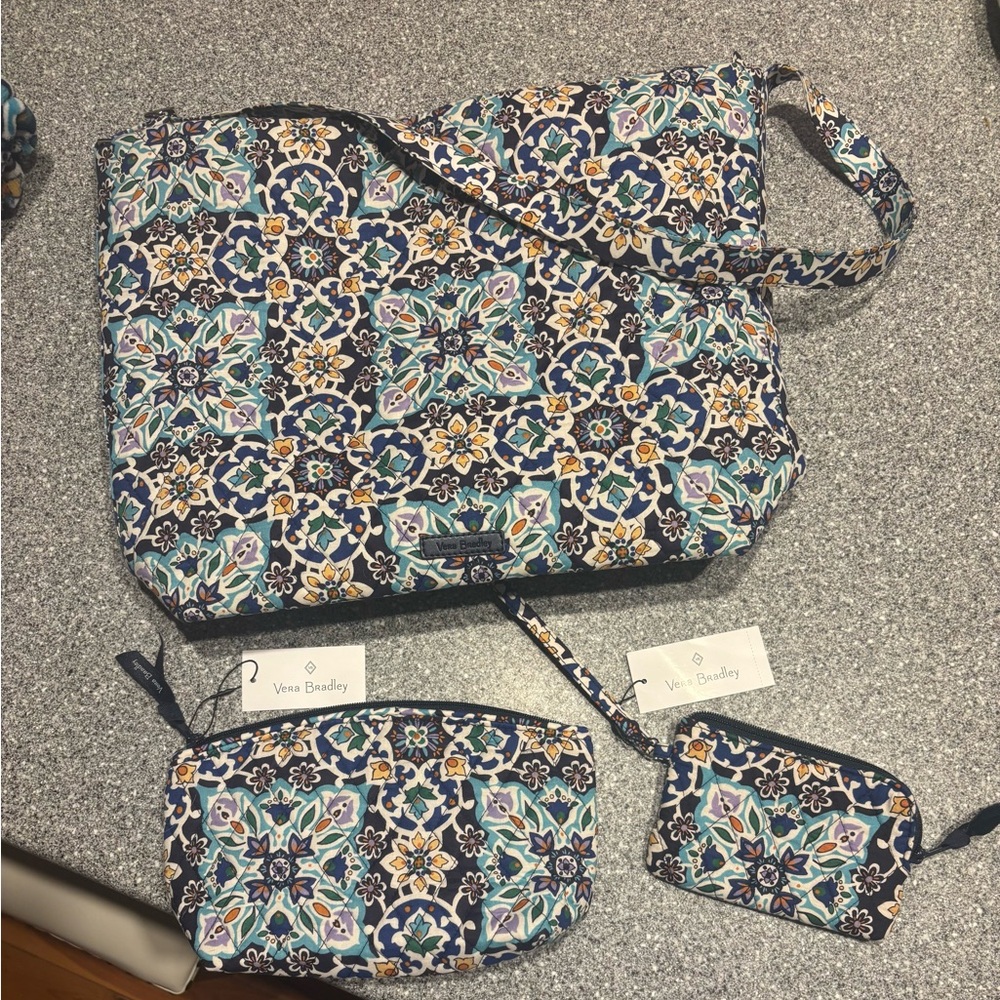 Vera Bradley Lisbon Medallion Multicolor Floral Tote Set